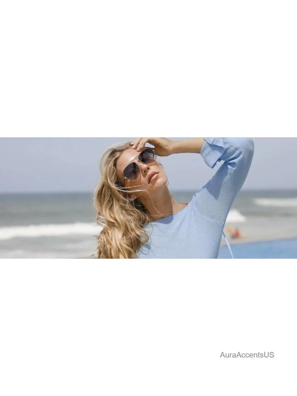 Oversized Aviator Sunglasses UV400 Protection Metal Frame Half Frame